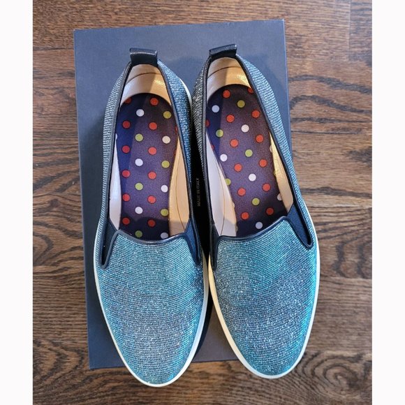 Alberto Zago blue iridescent canvas platform shoes (36) - Picture 4 of 9